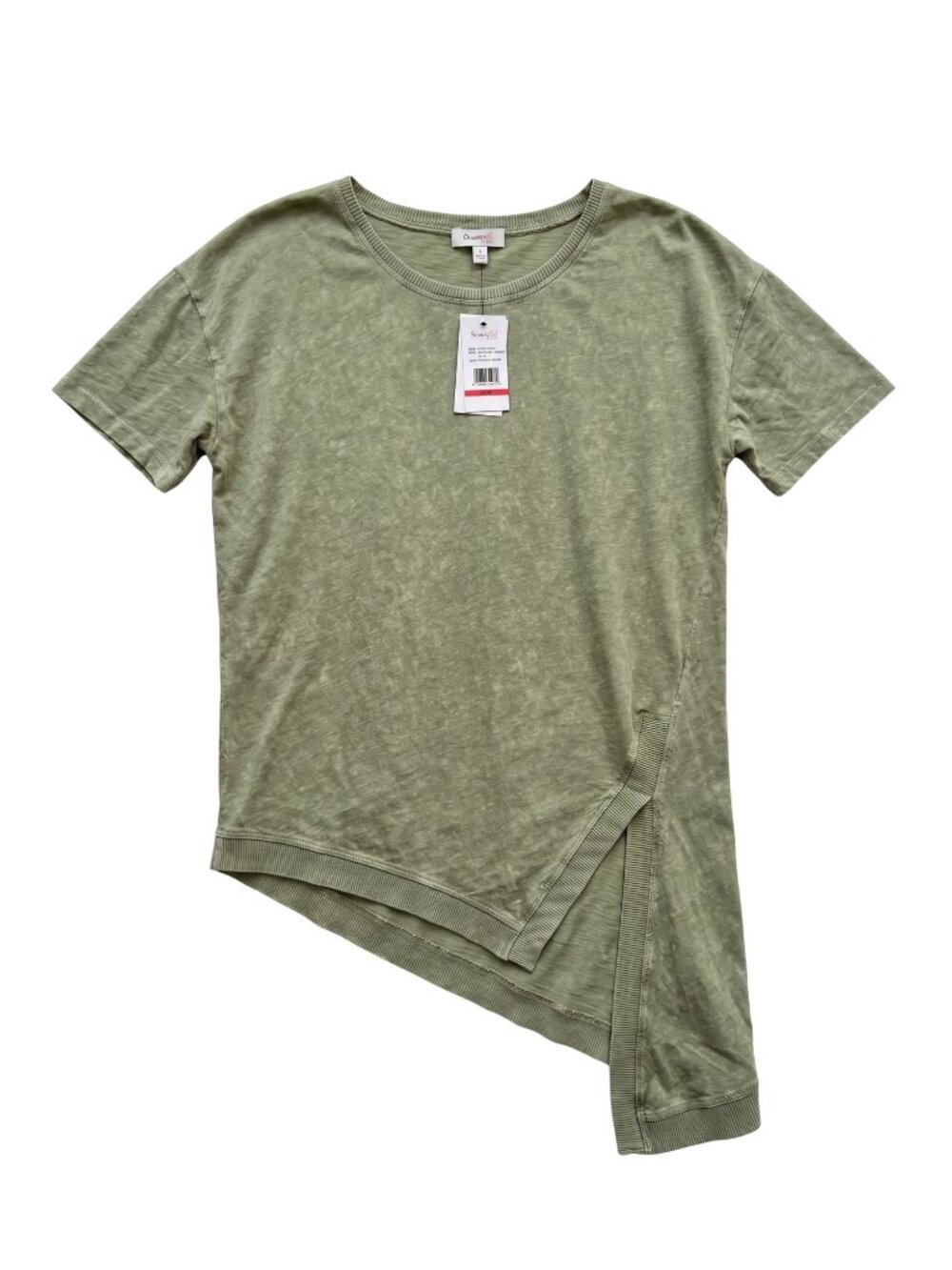 NWT | Skinnygirl Army Sage Green Asymmetrical Side Slit Short Sleeve Tee XS